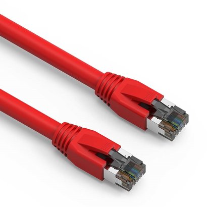 Cat.8 S/FTP Ethernet Network Cable 2GHz 40G Red 24AWG (Choose Length)