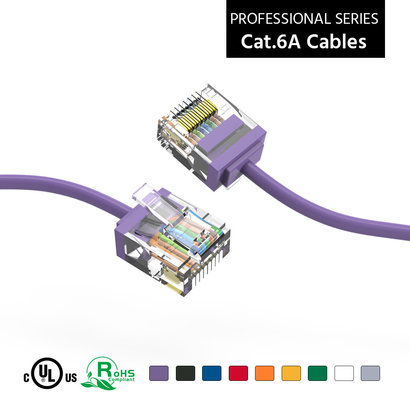 Gigacord Cat6A UTP Super-Slim Ethernet Network Cable 32AWG Purple (Choose Length)