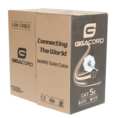 Gigacord Gigacord 1,000 Foot bulk Cat5e Ethernet Cable Wire UTP Pull Box 1000ft 1K Cat-5e Style Gray