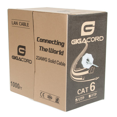 Gigacord Gigacord 1,000 Foot bulk Cat6 Ethernet Cable Wire UTP Pull Box 1000ft 1K Cat-6 Style Gray