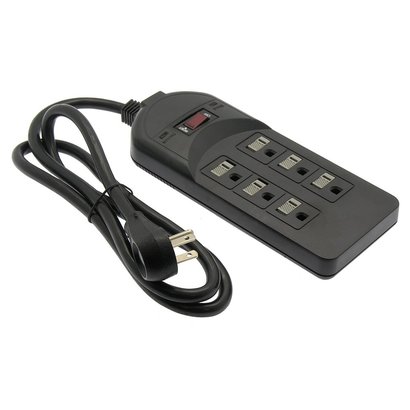 4Ft 6 Outlet Surge Protector Strip With EMI/RFI Filter 750J 120V 15A