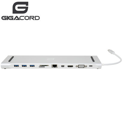 Gigacord Gigacord USB Type-C Docking Station with Triple Video Output for Notebook/Laptop, Silver