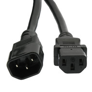Power Cord Extension IEC320 C13/IEC320 to C14, 14 AWG, 15A 250V, Black (Choose Length)