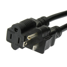 16AWG Power Cord Extension NEMA 5-15P NEMA 5-15J M/F, Black (Choose Length)