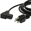 Right Angle 18AWG UL Power Cord Cable NEMA 5-15P to IEC-320 C13, Black (Choose Length)