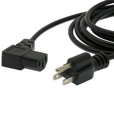 Right Angle 18AWG UL Power Cord Cable NEMA 5-15P to IEC-320 C13, Black (Choose Length)