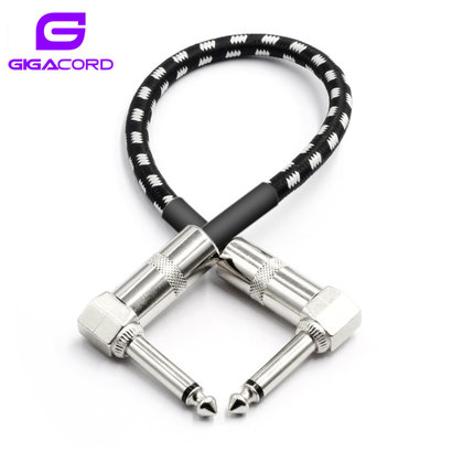 Gigacord 1Ft Instrument Connection Bass Cable Braid Angle 6.35MM Male to Male Guitar Cable 12inch