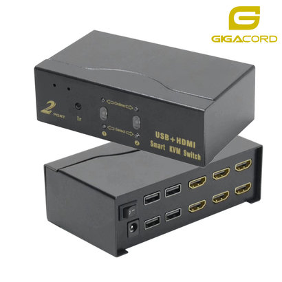 Gigacord Gigacord Dual Screen HDMI KVM Switch USB Hub 4K Support
