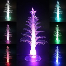 USB 7-Color Changing Fiber Optical LED Light Christmas Xmas Tree Lamp Decoration with Suction