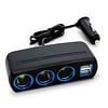 3-Socket Cigarette Lighter Car Power Adapter with 2 USB Charging Ports 3.1A