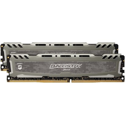 Crucial Crucial Ballistix Sport LT 2400 MHz DDR4 DRAM Desktop Gaming Memory Kit 16GB (8GBx2) CL16 BLS2K8G4D240FSBK (Gray)