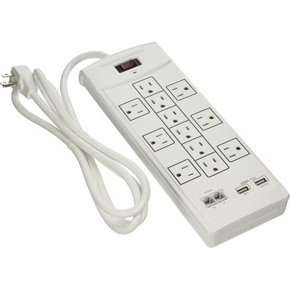 Monster Monster Power 12 Outlet 2160J White Surge Strip 6 outlet, 2 USB Charging Ports, Recertified, Bulk Pkg.