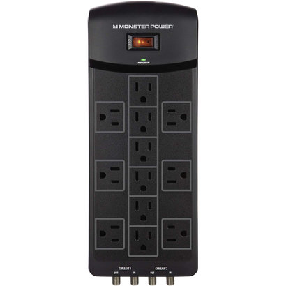 Monster Monster Core Power 12 Outlet 2160J Black Surge Strip, Recertified, Bulk Pkg.