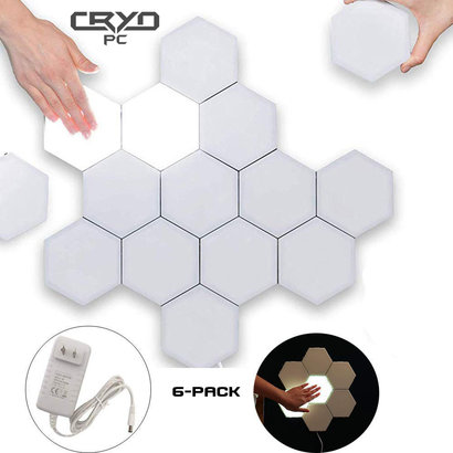 Cryo-PC Cryo-PC Hexagonal Wall Light, Touch Sensitive Modular Light, DIY Lights Creative Geometry Assembly LED Night Light (6pcs)
