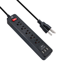 Gigacord Gigacord 5-Outlet, 3 USB 900j Surge Power Strip, 6.5ft Cord,Black