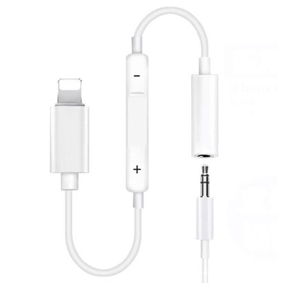 5 inch iPhone Lightning to 3.5mm Headphone Adapter, Volume Control