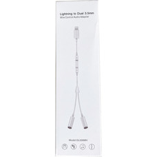 Gigacord 6inch iPhone Lightning to Dual 3.5mm Female Aux Audio Cable Adapter, White