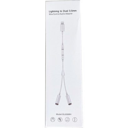 Gigacord 6inch iPhone Lightning to Dual 3.5mm Female Aux Audio Cable Adapter, White