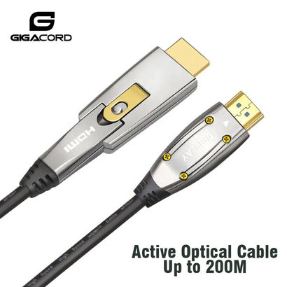 Gigacord Gigacord Fiber Optic HDMI 2.1 Cable (A-D) 4K 60Hz AOC Fiber Cable Support HDCP 2.2, 4:4:4, 48Gbps, HDR 12bit, Interchangeable Metal Connectors (Choose Length)