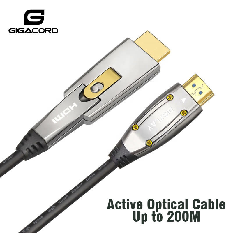 Gigacord Fiber Optic HDMI 2.0 Cable (A-D) 4K 60Hz AOC Fiber Cable Support  HDCP 2.2, 4:4:4, 18Gbps, HDR 12bit, Metal Connectors (Choose Length) - NWCA  Inc.