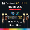 Gigacord Gigacord Fiber Optic HDMI 2.0 Slim Flexible Cable 18Gbps, Supports 4K 60Hz(4:4:4, HDR10, ARC, HDCP2.2) 1440p 144Hz, One Direction (A-D) Interchangeable Metal Connectors (Choose Length)