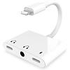 Gigacord iPhone 3in1 Lightning to Dual 3.5mm Headphone Jack Charger Splitter & Charging port, White