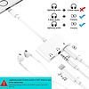 Gigacord iPhone 3in1 Lightning to Dual 3.5mm Headphone Jack Charger Splitter & Charging port, White