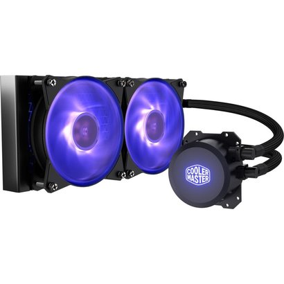 Cooler Master Cooler Master MasterLiquid ML240L RGB Close-Loop CPU Liquid Cooler, 240mm Radiator, Dual Chamber RGB Pump, Dual MF120R RGB Fans w/ RGB Lighting Sync for AMD Ryzen/Intel 1200, 1151