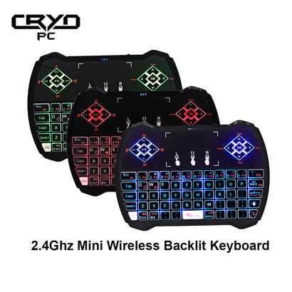 Cryo-PC Cryo-PC Backlit (RGB) Mini Wireless Keyboard With Touchpad Mouse Combo and Multimedia Keys for Android TV Box HTPC Smart Phone Tablet Mac Linux Windows OS, 10M Range,Black