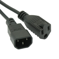 6Ft AC Power Adaptor NEMA 5-15J/IEC320 C14 Black Color, 18 AWG Power Cord, Black