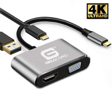 Gigacord Gigacord USB-C Type-C to VGA / HDMI Dual Video Adapter, No Driver