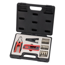 TSPROTEK 18 Piece Coax Compression Connector Tool Kit - RG-58, RG-59, RG-6 - F, BNC, RCA