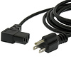 15Ft Right Angle 18AWG UL Power Cord Cable NEMA 5-15P to IEC-320 C13, Black
