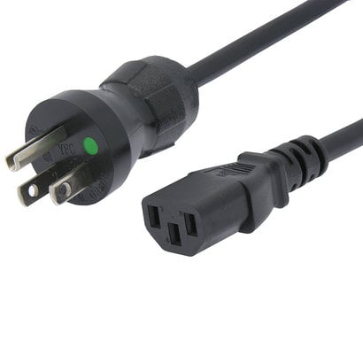 3Ft Hospital Grade Power Cord 5-15P to C13 SJT 18/3 Black