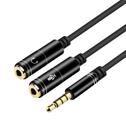 Gigacord Headset adapter for headsets with separate headphone / microphone plugs - 3.5mm 4-pole TRRS position to 2x 3-pole TRS 3.5mm M/F