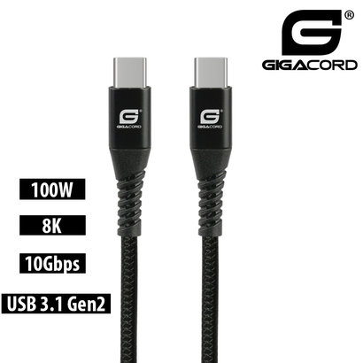 Gigacord Gigacord 6Ft USB 3.1 Gen1 USB-C Type-C to C, 100W PD, 10Gbps w/E-Marker Chip