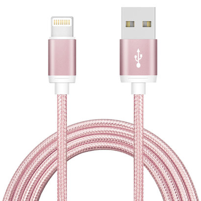 1M USB iPhone Braided Charging/Sync Cable, Rose 3Ft