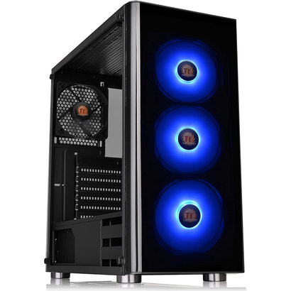 Thermaltake Thermaltake V200 Tempered Glass RGB Edition 12V MB Sync Capable ATX Mid-Tower Case Chassis with 3 120mm 12V RGB Fan + 1 Black 120mm Rear Fan Pre-Installed CA-1K8-00M1WN-01