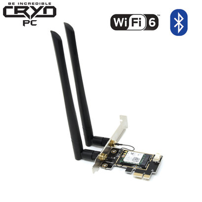 Cryo-PC Cryo-PC PCIe 3000Mbps PCIe WiFi 6 Card for PC with Bluetooth 5.1, 802.11AX Dual Band Wireless Network Adapter card with MU-MIMO, Ultra-Low Latency