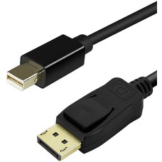 Mini Displayport Male to Displayport Male Cable Male/Male, Black Thunderbolt Port Compatible, 4K Ready (Choose Length)