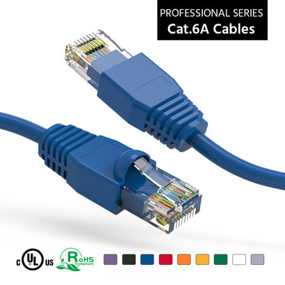 25 Foot Cat6A UTP Ethernet Network Booted Cable 24AWG Pure Copper, Blue Cat-6A (25Ft.)