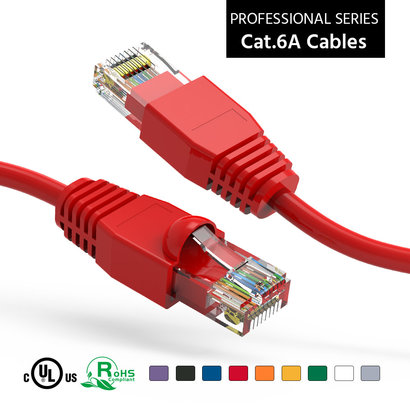 35 Foot Cat6A UTP Ethernet Network Booted Cable 24AWG Pure Copper, Red Cat-6A (35Ft.)