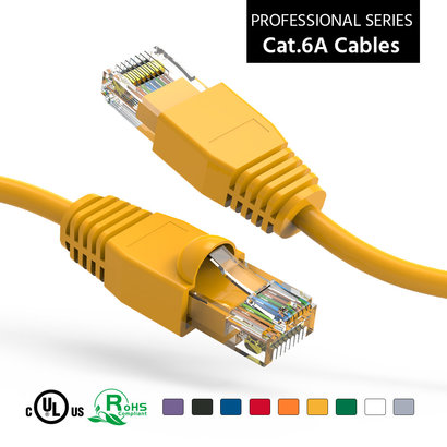10 Foot Cat6A UTP Ethernet Network Booted Cable 24AWG Pure Copper, Yellow Cat-6A (10Ft.)
