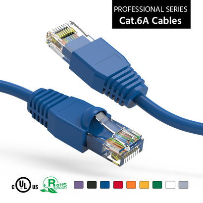 10 Foot Cat6A UTP Ethernet Network Booted Cable 24AWG Pure Copper, Blue Cat-6A (10Ft.)