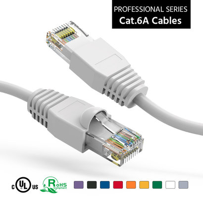 10 Foot Cat6A UTP Ethernet Network Booted Cable 24AWG Pure Copper, White Cat-6A (10Ft.)