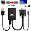 Gigacord Gigacord 10" VGA Male to HDMI Female Converter Adapter with 3.5mm Audio and USB Power Adapter, Black