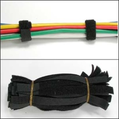 12" Velcro Strap 1/2" Width Black, 50pc Pack