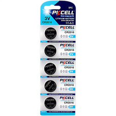PKCELL 5-Pack CR2016 3V Button Cell Lithium Manganese Battery