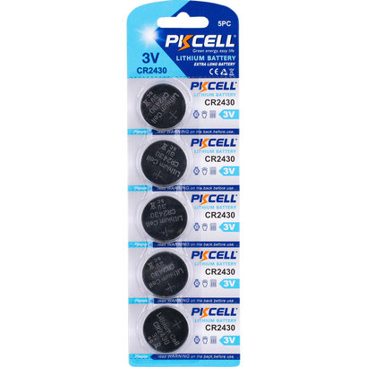 PKCELL 5-Pack CR2430 3V Button Cell Lithium Manganese Battery
