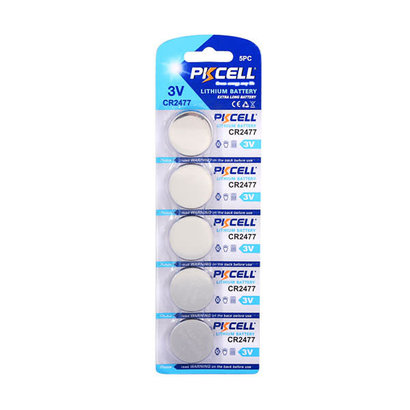 PKCELL 5-Pack CR2477 3V Button Cell Lithium Manganese Battery